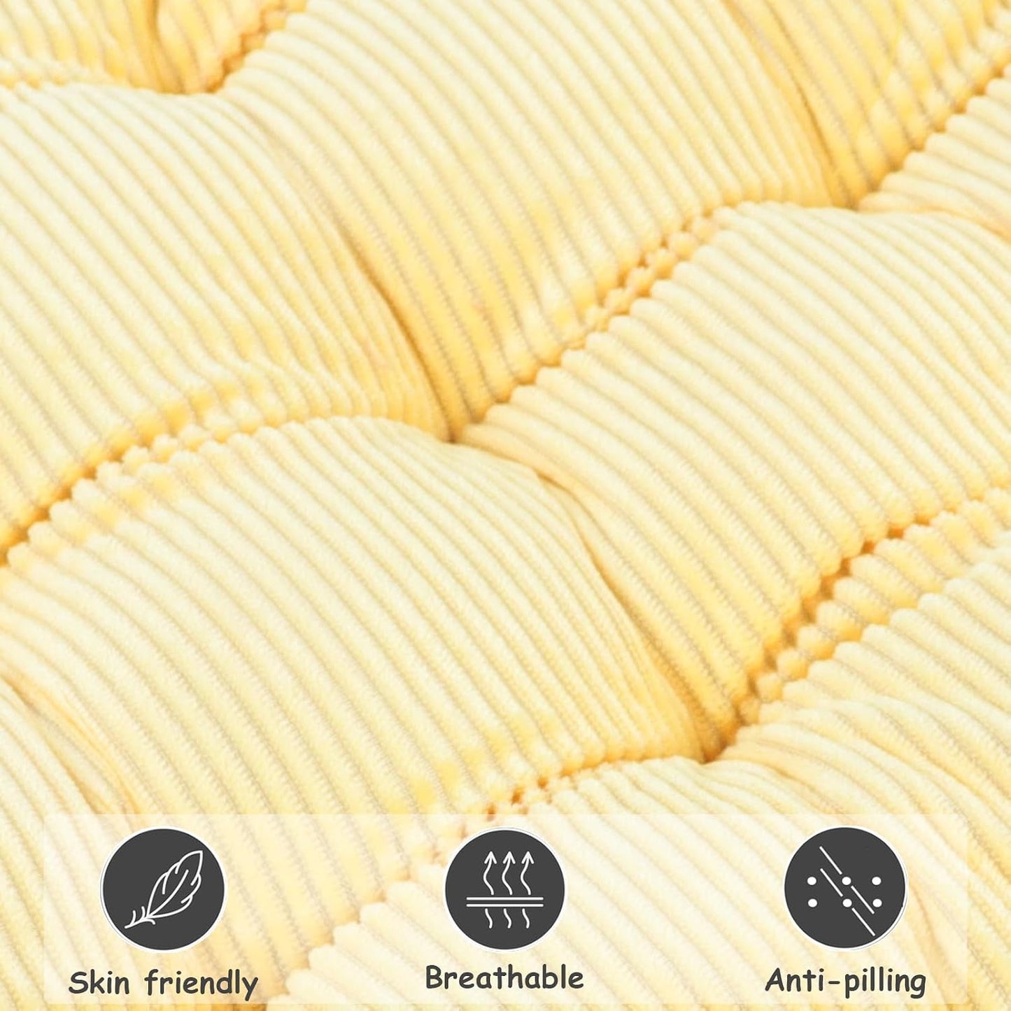 4Pack Chair Cushions for Dining Chairs 15.7"X15.7" Corduroy Chair Pads with Ties Indoor Non-Slip Square Seat Cushion for Kitchen Office Chairs Computer Desk Seat Pad, Light Yellow
