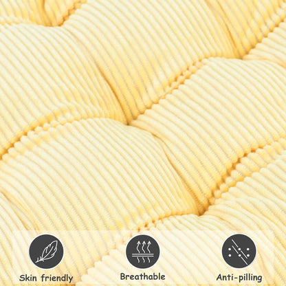 2Pack Chair Cushions for Dining Chairs 15.7"X15.7" Corduroy Chair Pads with Ties Indoor Non-Slip Square Seat Cushion for Kitchen Office Chairs Computer Desk Seat Pad, Light Yellow
