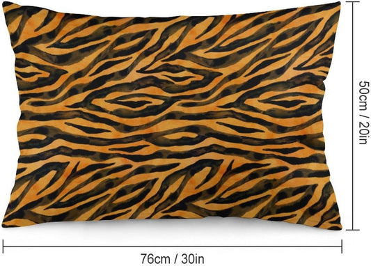 Throw Pillow Covers Queen Size Set of 2 Tiger Fur Cushion Case Black Yellow Orange Brown Stripe Wildlife Pillowcase Animal Skin Pattern Standard Pillow Cover for Bed Sofa 20x30 Inch