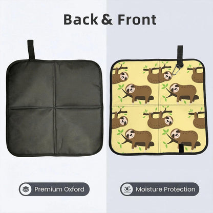 Cute sloths on yellow lemons Print Hiking Seat Pad,Foldable seat cushion,for Camping Backpacking Stadium Outdoor