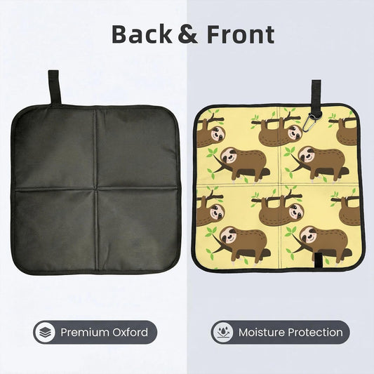 Cute sloths on yellow lemons Print Hiking Seat Pad,Foldable seat cushion,for Camping Backpacking Stadium Outdoor