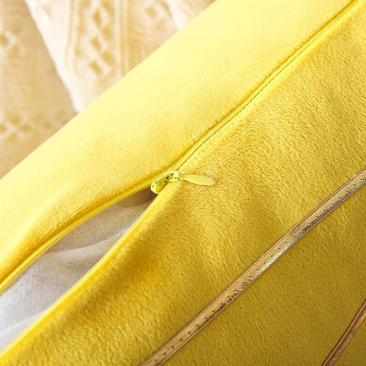 WACOMECO Soft Throw Pillow Covers - Pack of 2 Velvet Decorative Cushion Covers Cases for Sofa Bedroom Livingroom Car, 18" x 18", Yellow and Gold