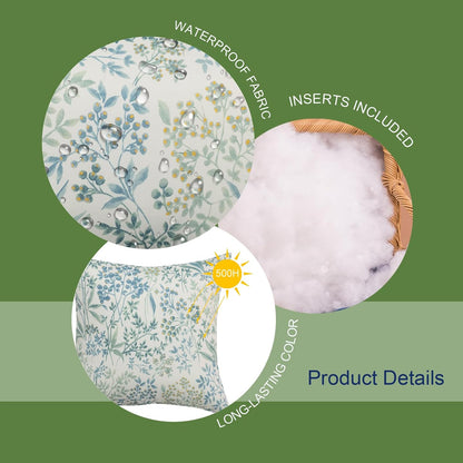 Outdoor Pillows 18×18 Inch | Pack of 2 Waterproof Decorative Throw Pillows with Inserts, Square Pillows for Bed, Couch, Sofa and Patio Furniture