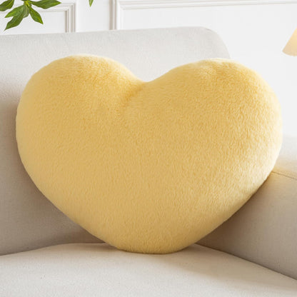 Heart Pillow, Heart Shaped Pillow for Bed Couch, Soft Decorative Heart Throw Pillow, Cute Decorate Pillows, Heart Pillows for Bedroom Living Room (Yellow, Mini 12.9"x9.8")