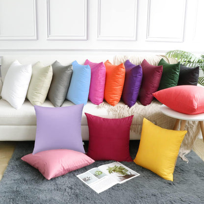 Thmyo 4-Pack 100% Cotton Comfortable Solid Decorative Throw Pillow Cases Square Cushion Covers Sublimation Blank DIY Throw Pillowcase (Only Pillow Covers No Inserts)(18x18 inch/45x45cm,Yellow)