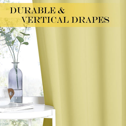 NICETOWN Blackout Curtains 84 Inch Length, Thermal Insulated Room Darkening Drapes Grommet Window Covering for Living Room Bedroom (W52 x L84 Inch, 1 Panel, Paler Yellow)