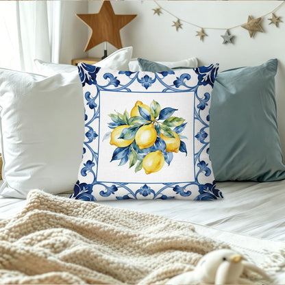 Lemon Pillow Covers 18x18 Decor,Mediterranean Yellow Lemon Decor Throw Pillow Cover,Summer Coastal Decoration for Teen Girls Room College Sofa Couch Bedroom Home Room