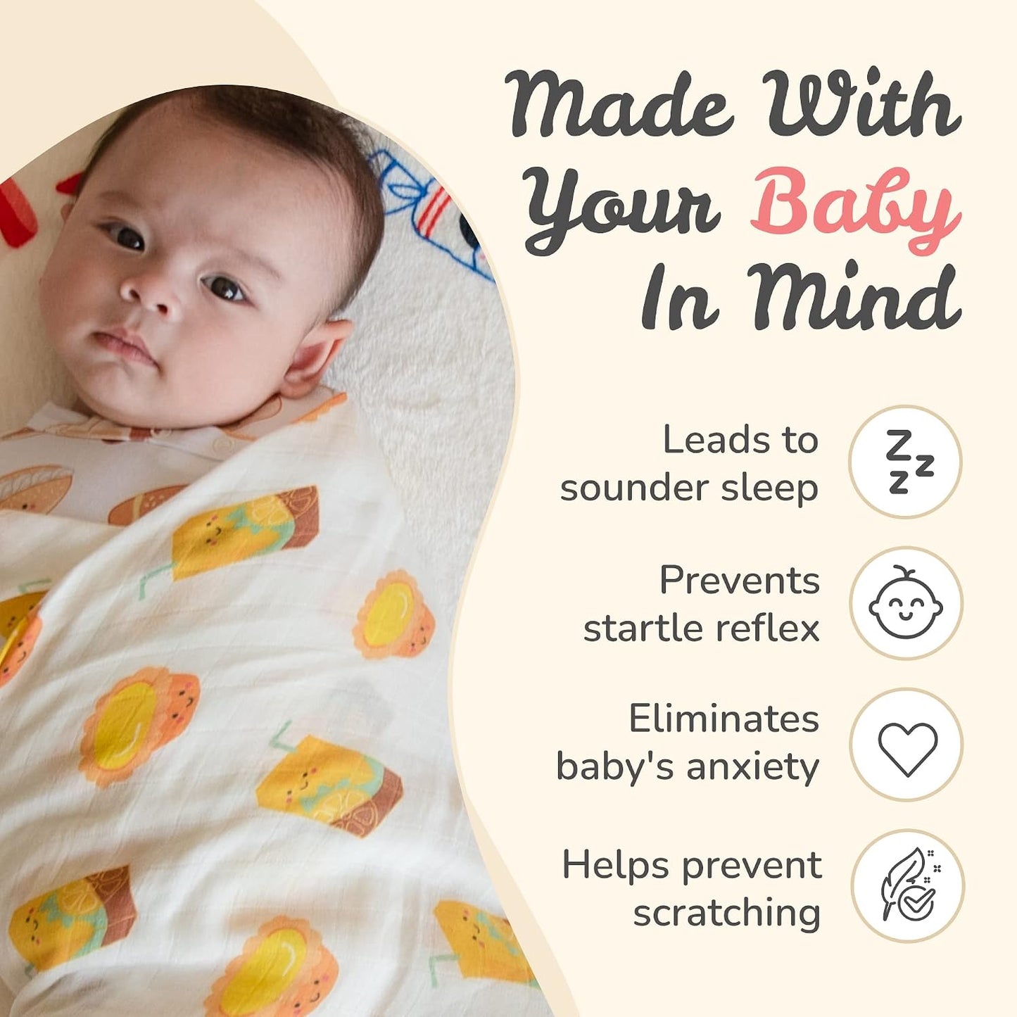 The Wee Bean Organic Cotton and Bamboo Rayon Muslin Swaddle Blankets, Set of X (Lemon Tea + Egg Tart)