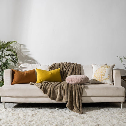 Lemon Decorative Lumbar Velvet Throw Pillow Covers 16x24 inch Set of 2 with Zipper Luxury Soft Solid Rectangle Cushion Covers Case for Sofa Couch Bed Living Room