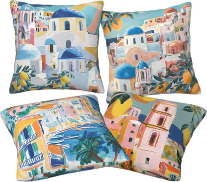 Italian Lemon Throw Pillow Covers Set of 4 Decorative Soft Double Sided Print Pillow Case Farmhouse Home Decor for Living Room Sofa Couch 18x18