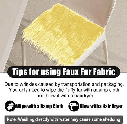 25x25CM Light Yellow Faux Fur Fabrics Square, Plush Fluffy Fuzzy Cut Craft Fur, Craft Beard Hair, Beard Miniature Dolls Rugs Mats Gift, Winter Halloween Christmas Costume Party Decorations