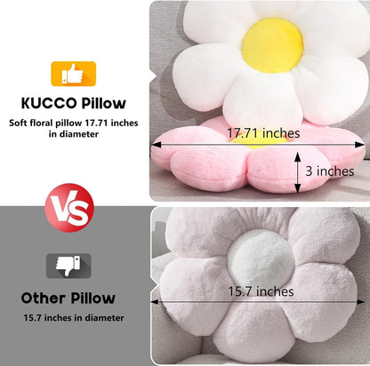 17.7 Inch Yellow Flower Pillow – Daisy Shaped Cute Decorative Flower Throw Pillow, Soft Floral Seating Cushion Floor Pillows for Sofa, Bed, Chair & Room Decorations for Home