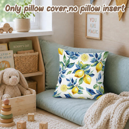 Lemon Pillow Covers 18x18 Decor,Yellow Mediterranean Lemon Decor Throw Pillow Cover,Summer Coastal Decoration for Girls Teen Room College Sofa Couch Bedroom Home