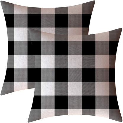 Lemon Yellow Black White Buffalo Check Plaid Throw Pillow Covers Farmhouse Decorative Throw Pillow Case Indoor Outdoor Cushion Cover Pillowcase for Sofa 18 x 18 Inch Set of 2
