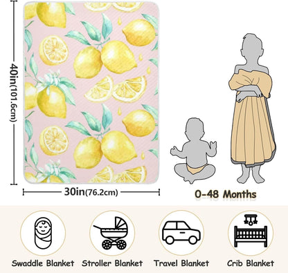 Yellow Lemons Baby Blanket Bed Crib Stroller Cover Blanket Wrap Soft Swaddling Blanket