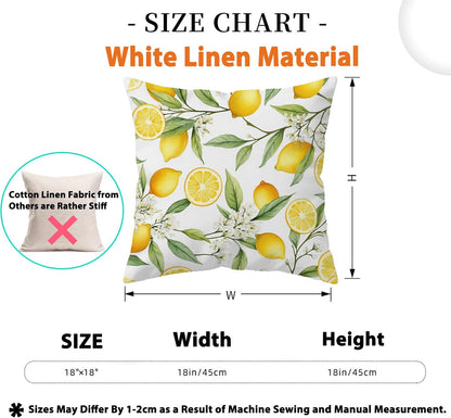 Spring Summer Lemons Throw Pillow Covers 18x18Inch Set of 2, Double-Side Print Decorative Pillowcases for Couch, Bedroom, Living Room (WL-DP-LS-Lemons, 18X18Inch)