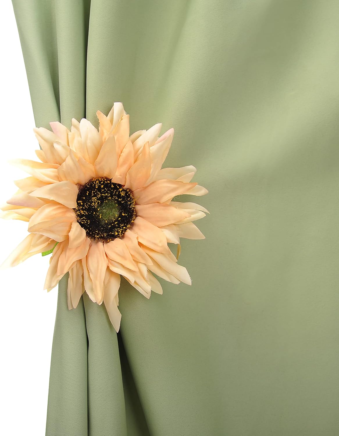 SUQ I OME 2 Pack of Rustic Big Diameter 7.08inch Artificial Sunflower Curtain Clips Curtain Tiebacks Accessory Curtain Holder Curtain Holdbacks for Home Office Decoration,Light Yellow