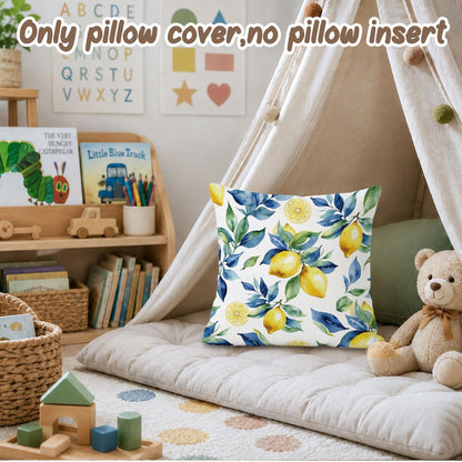 Lemon Pillow Covers 18x18 Decor,Yellow Mediterranean Lemon Decor Throw Pillow Cover,Summer Coastal Decoration for Girls Teen Room College Sofa Couch Bedroom Home