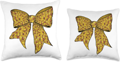 Rubber Duck Cute Yellow Duckie Pattern Girl Coquette Bow Throw Pillow