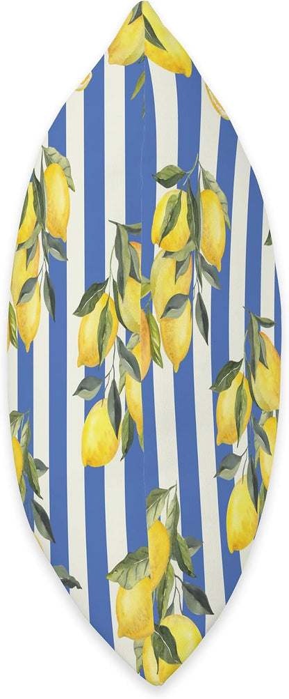 Italian Coast Lemons On Blue Stripes Summer Fruit Pattern Throw Pillow