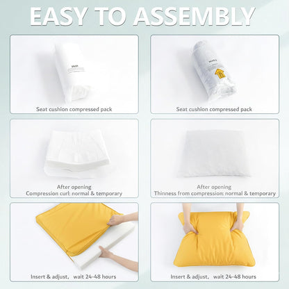 24x24 Inch Outdoor Chair Cushions Set of 2, Patio Furniture Cushions - Removable Cover, Water-Repellent, Fade-Resistant, Non-Slip Bottom & Straps, Replacement for Deep Seat Sofa & Couch - Yellow