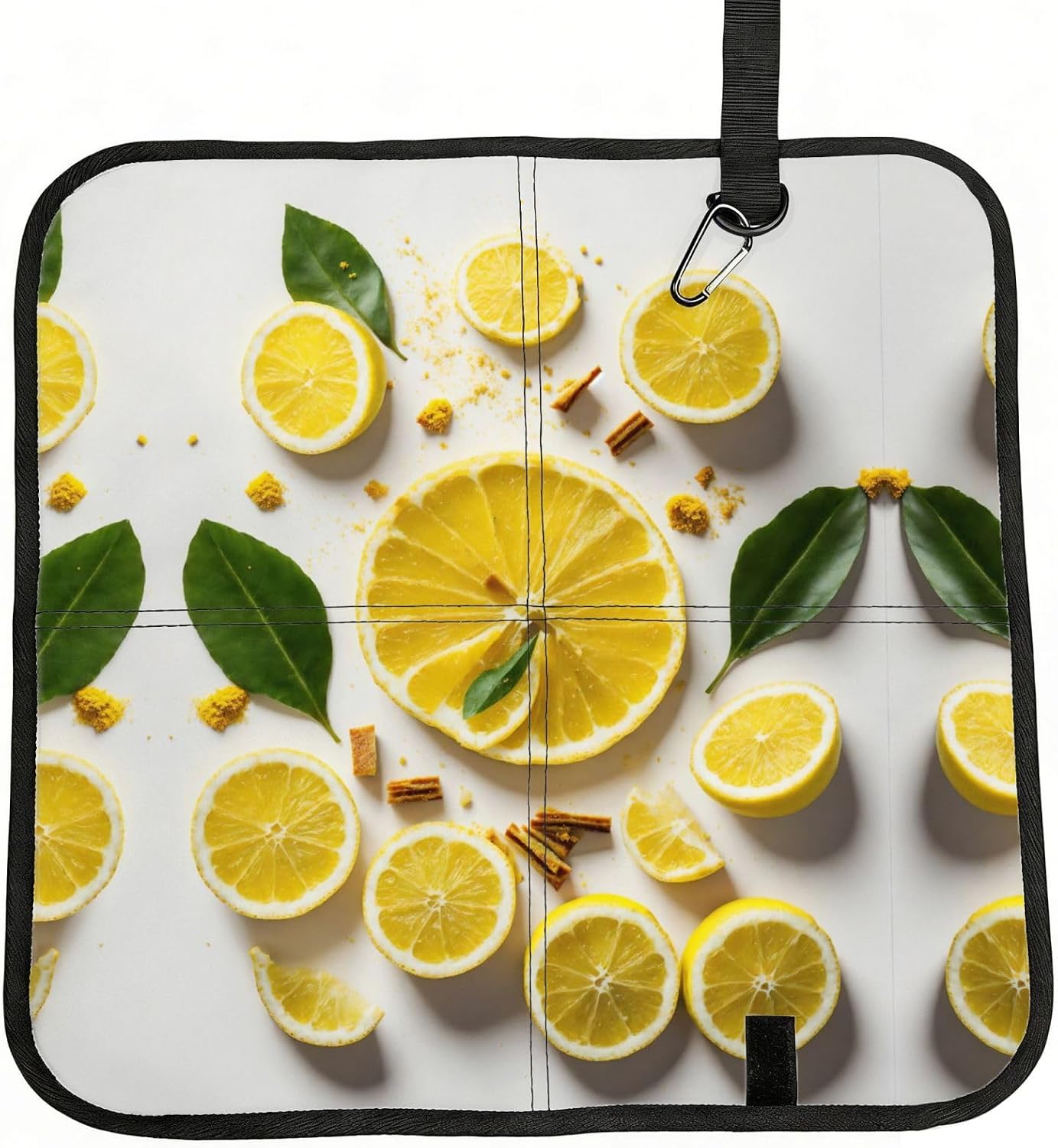 Yellow Lemon Print Compact Seat Cushion Travel Pad Folding Outdoor Sitting Mat Lightweight Waterproof