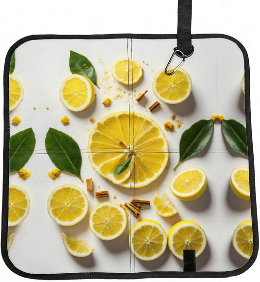 Yellow Lemon Print Compact Seat Cushion Travel Pad Folding Outdoor Sitting Mat Lightweight Waterproof