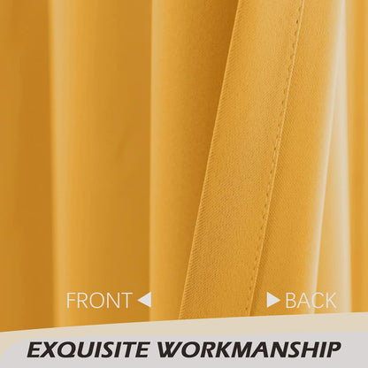 MYSKY HOME Yellow Blackout Curtain for Living Room Bedroom Curtain 84 Inches Long Grommet Room Darkening Window Curtains Thermal Insulated Single Panel Curtains 52 x 84 Inch, Mustard Yellow