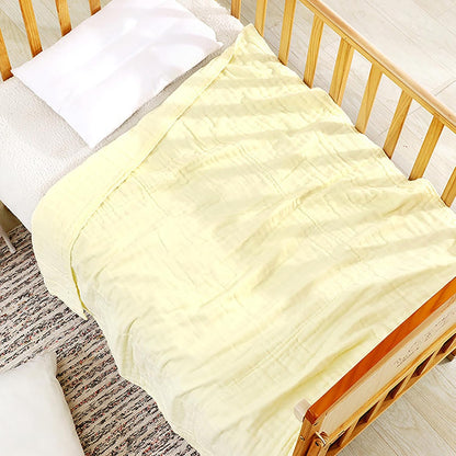 Aablexema Baby Muslin Bath Towels - Set of 2 Large Size 43X43 Inches Swaddle Blanket for Newborn Toddlers Boys Girls (White & Yellow)