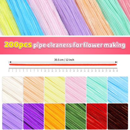 Pipe Cleaners, 200pcs Golden Yellow for Sunflowers, Flower Making Pipe Cleaners, Arts and Craft Supplies, Ideas for Art Project Activity.