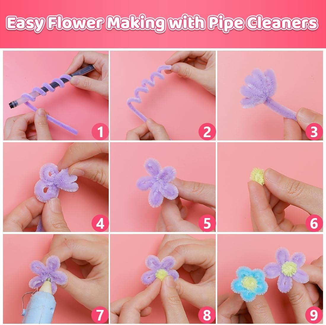 Pipe Cleaners, 200pcs Golden Yellow for Sunflowers, Flower Making Pipe Cleaners, Arts and Craft Supplies, Ideas for Art Project Activity.