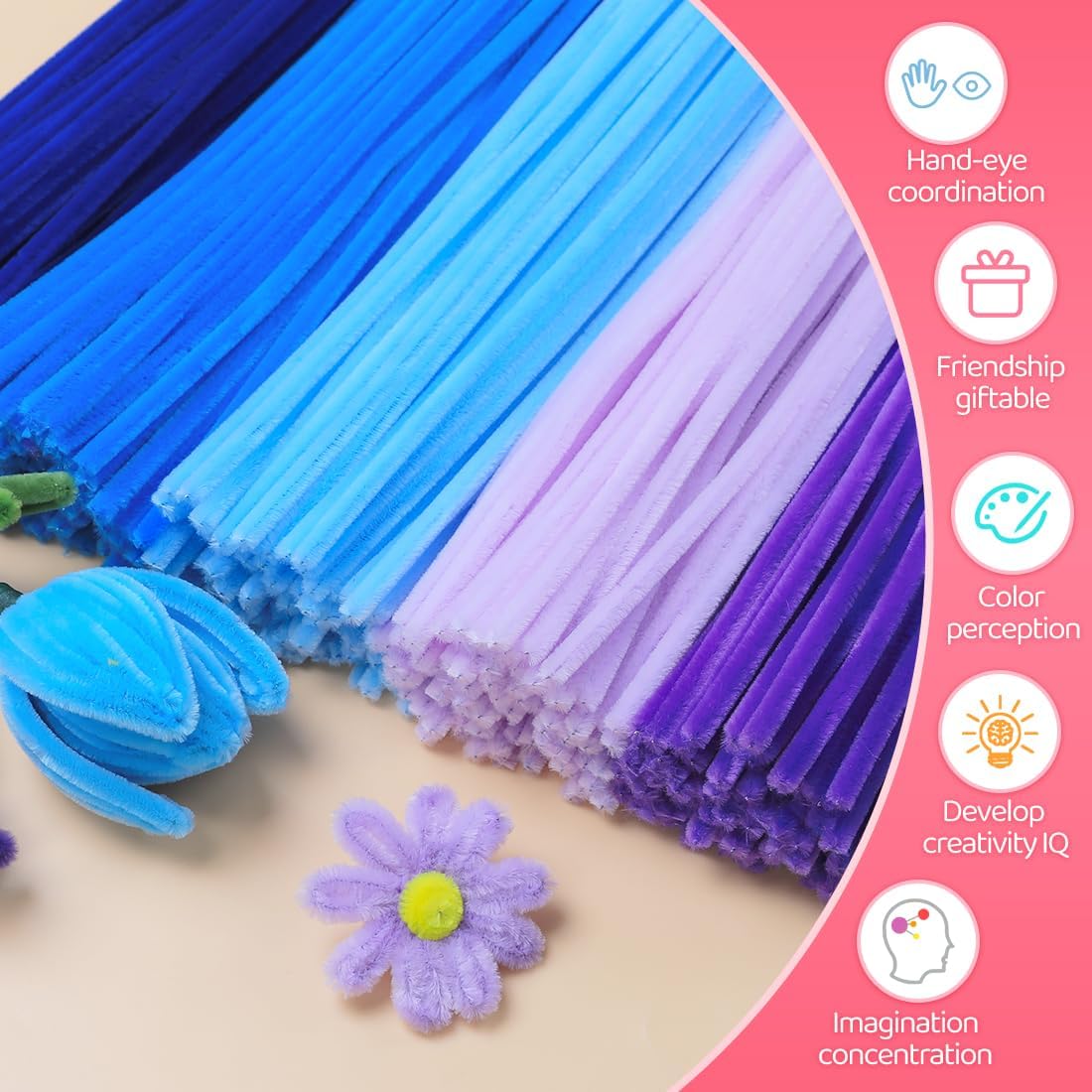 Pipe Cleaners, 200pcs Golden Yellow for Sunflowers, Flower Making Pipe Cleaners, Arts and Craft Supplies, Ideas for Art Project Activity.