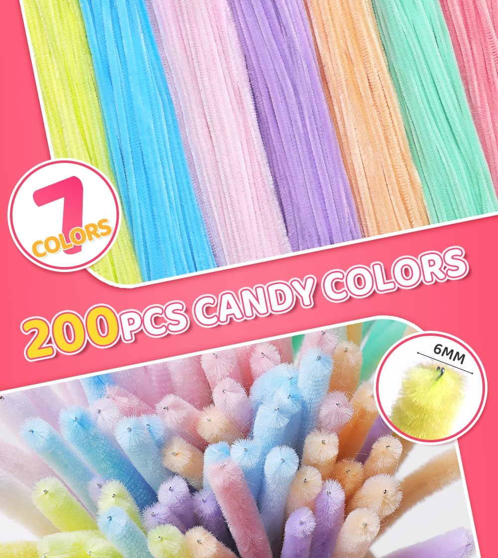 Pipe Cleaners, 200pcs Golden Yellow for Sunflowers, Flower Making Pipe Cleaners, Arts and Craft Supplies, Ideas for Art Project Activity.