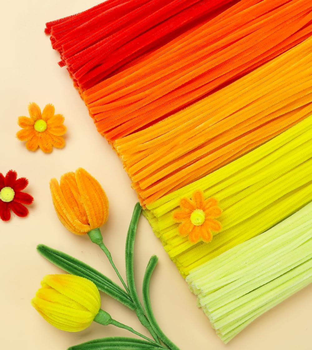 Pipe Cleaners, 200pcs Golden Yellow for Sunflowers, Flower Making Pipe Cleaners, Arts and Craft Supplies, Ideas for Art Project Activity.