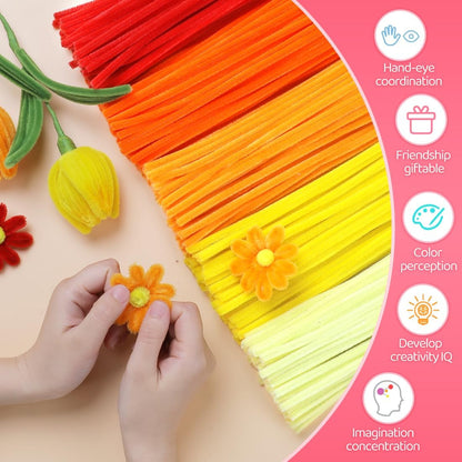 Pipe Cleaners, 200pcs Golden Yellow for Sunflowers, Flower Making Pipe Cleaners, Arts and Craft Supplies, Ideas for Art Project Activity.