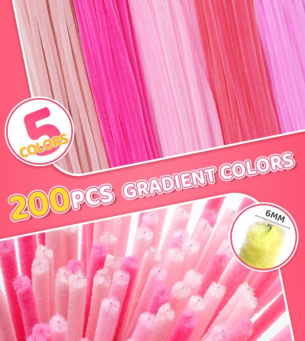 Pipe Cleaners, 200pcs Golden Yellow for Sunflowers, Flower Making Pipe Cleaners, Arts and Craft Supplies, Ideas for Art Project Activity.