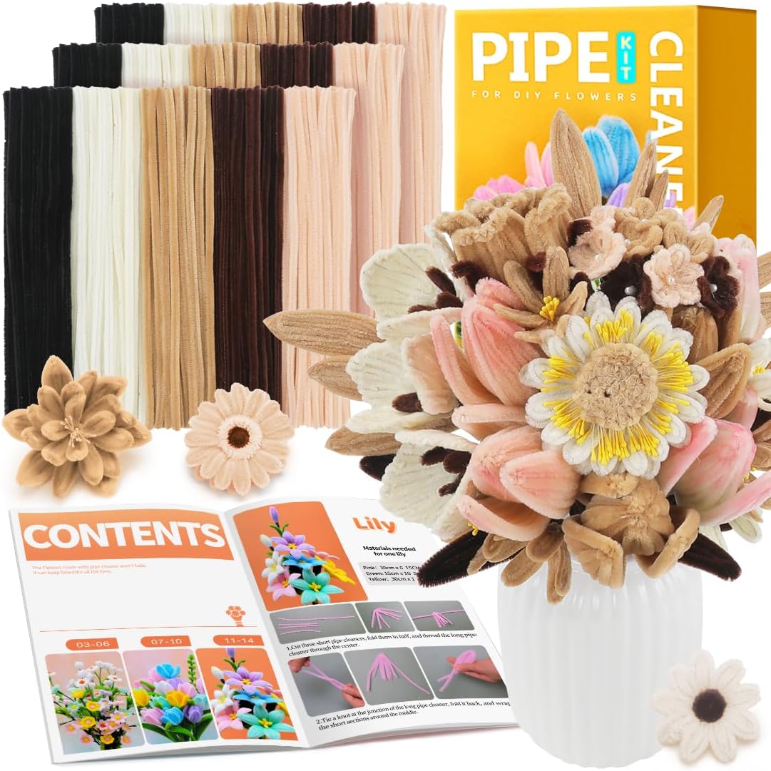 Pipe Cleaners, 200pcs Golden Yellow for Sunflowers, Flower Making Pipe Cleaners, Arts and Craft Supplies, Ideas for Art Project Activity.