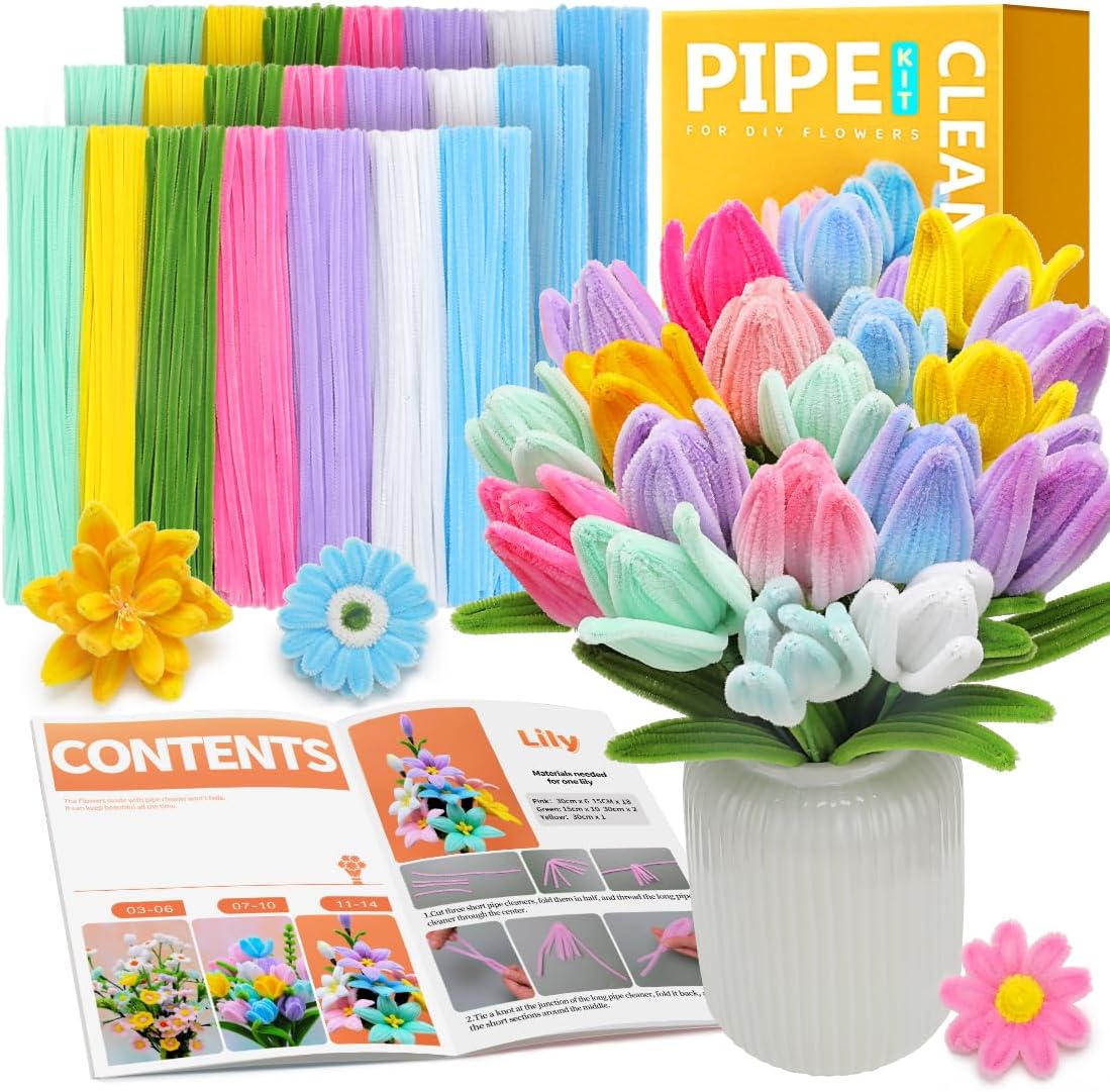 Pipe Cleaners, 200pcs Golden Yellow for Sunflowers, Flower Making Pipe Cleaners, Arts and Craft Supplies, Ideas for Art Project Activity.