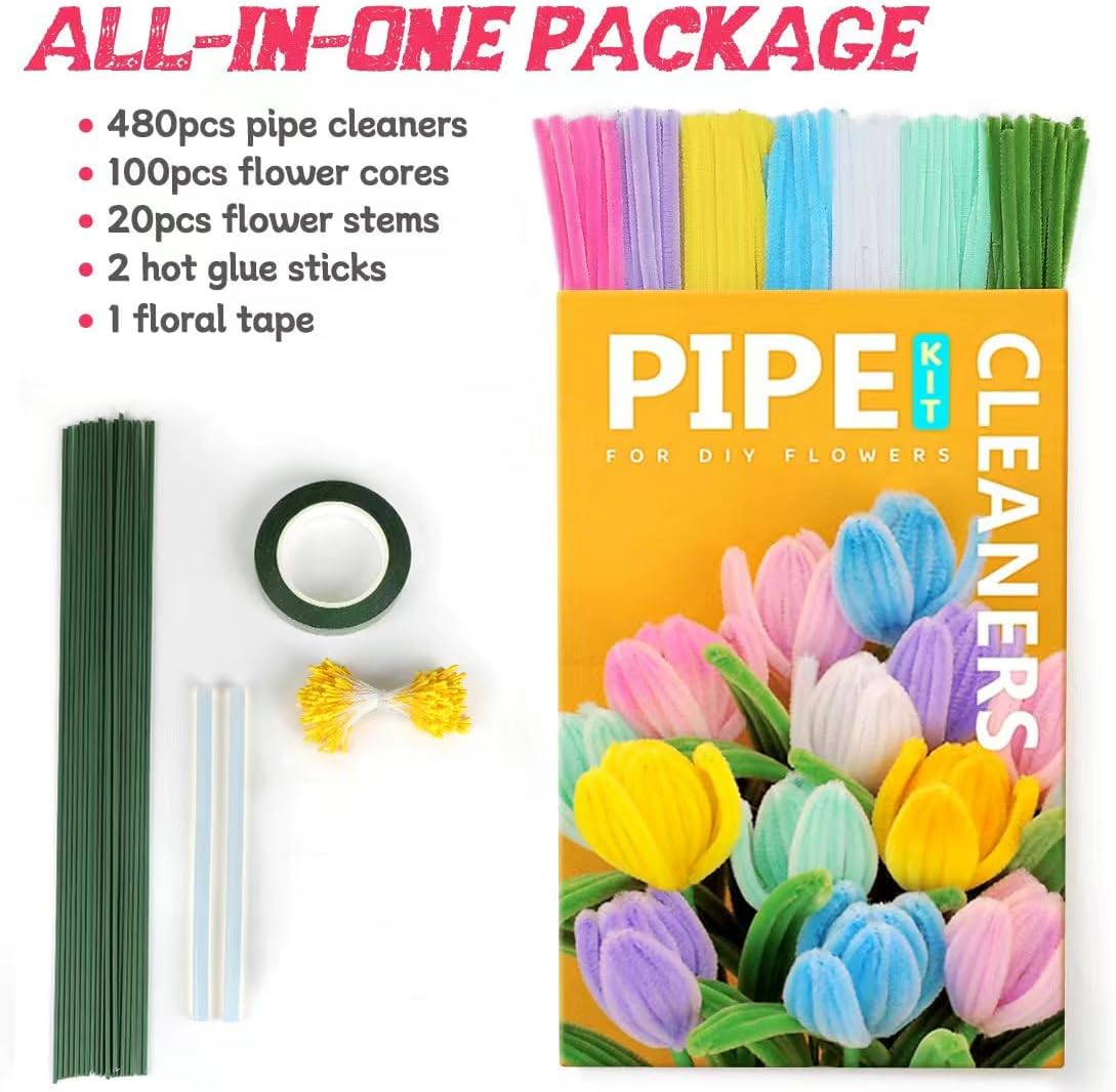 Pipe Cleaners, 200pcs Golden Yellow for Sunflowers, Flower Making Pipe Cleaners, Arts and Craft Supplies, Ideas for Art Project Activity.