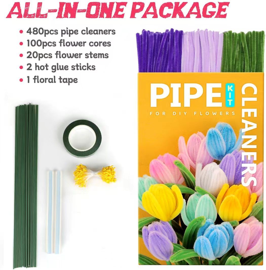 Pipe Cleaners, 200pcs Golden Yellow for Sunflowers, Flower Making Pipe Cleaners, Arts and Craft Supplies, Ideas for Art Project Activity.