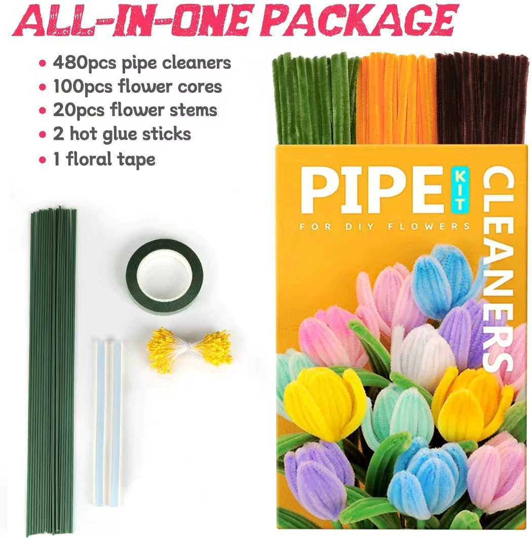 Pipe Cleaners, 200pcs Golden Yellow for Sunflowers, Flower Making Pipe Cleaners, Arts and Craft Supplies, Ideas for Art Project Activity.
