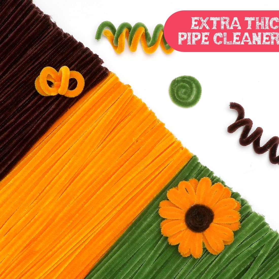 Pipe Cleaners, 200pcs Golden Yellow for Sunflowers, Flower Making Pipe Cleaners, Arts and Craft Supplies, Ideas for Art Project Activity.