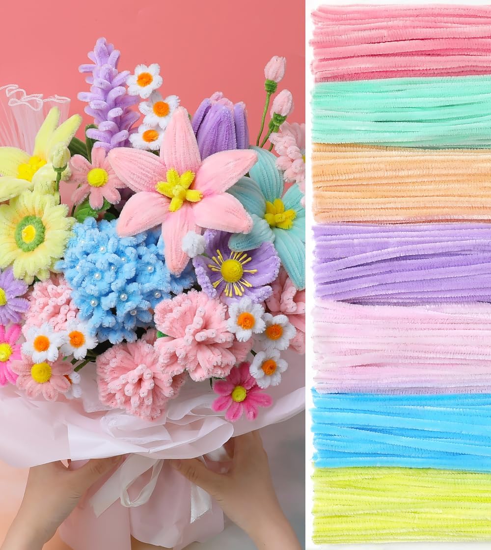 Pipe Cleaners, 200pcs Golden Yellow for Sunflowers, Flower Making Pipe Cleaners, Arts and Craft Supplies, Ideas for Art Project Activity.