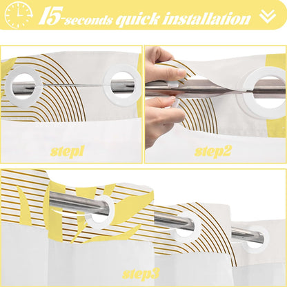 Mustard Yellow and Grey Hookless Shower Curtain with Snap in Liner, Yellow and White No Hook Double Layer Shower Curtain and Liner Set, Waterproof Cloth Fabric, 71" W x 86" L (Pack of 1)