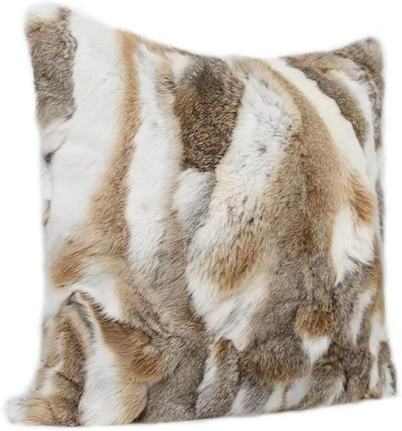 Rabbit Fur Pillow Cover 18x18, Fluffy Furry Throw Pillow Covers, Plush Decorative Pillow Cases for Couch, Bed, Living Room(Straw Yellow)