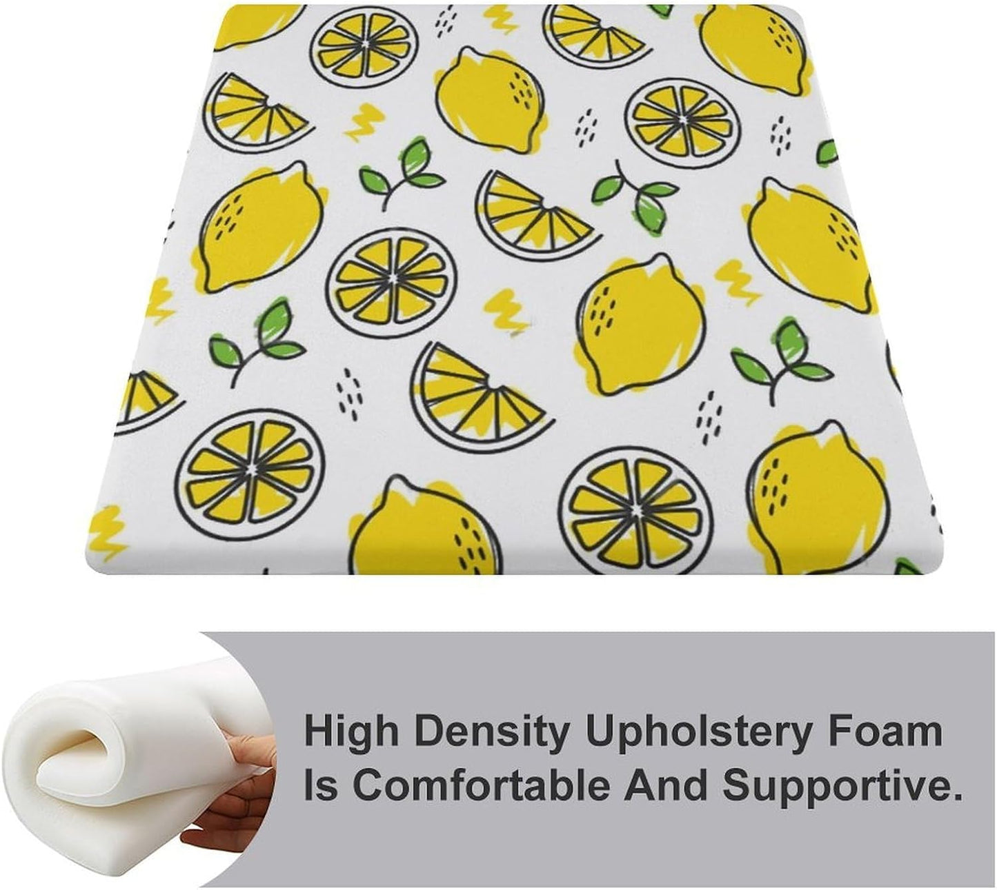 Yellow Lemon Pattern Chair Seat Cushion Soft Chair Pad for Dining Office Home Decor 13.8 X 15 Inch