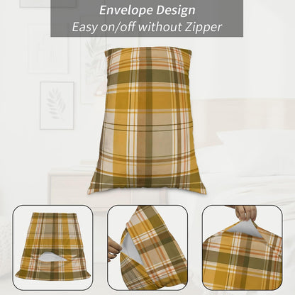 T&H XHome Pastoral Plaid Pillow case 20x40 Inch Fall Check Thanksgiving Yellow Soft Short Plush Pillowcases with Envelope Closure Pillow Cover Bed Pillow Shams for Bed Sofa Car 1PC
