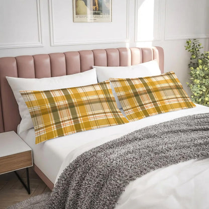 T&H XHome Pastoral Plaid Pillow case 20x40 Inch Fall Check Thanksgiving Yellow Soft Short Plush Pillowcases with Envelope Closure Pillow Cover Bed Pillow Shams for Bed Sofa Car 1PC