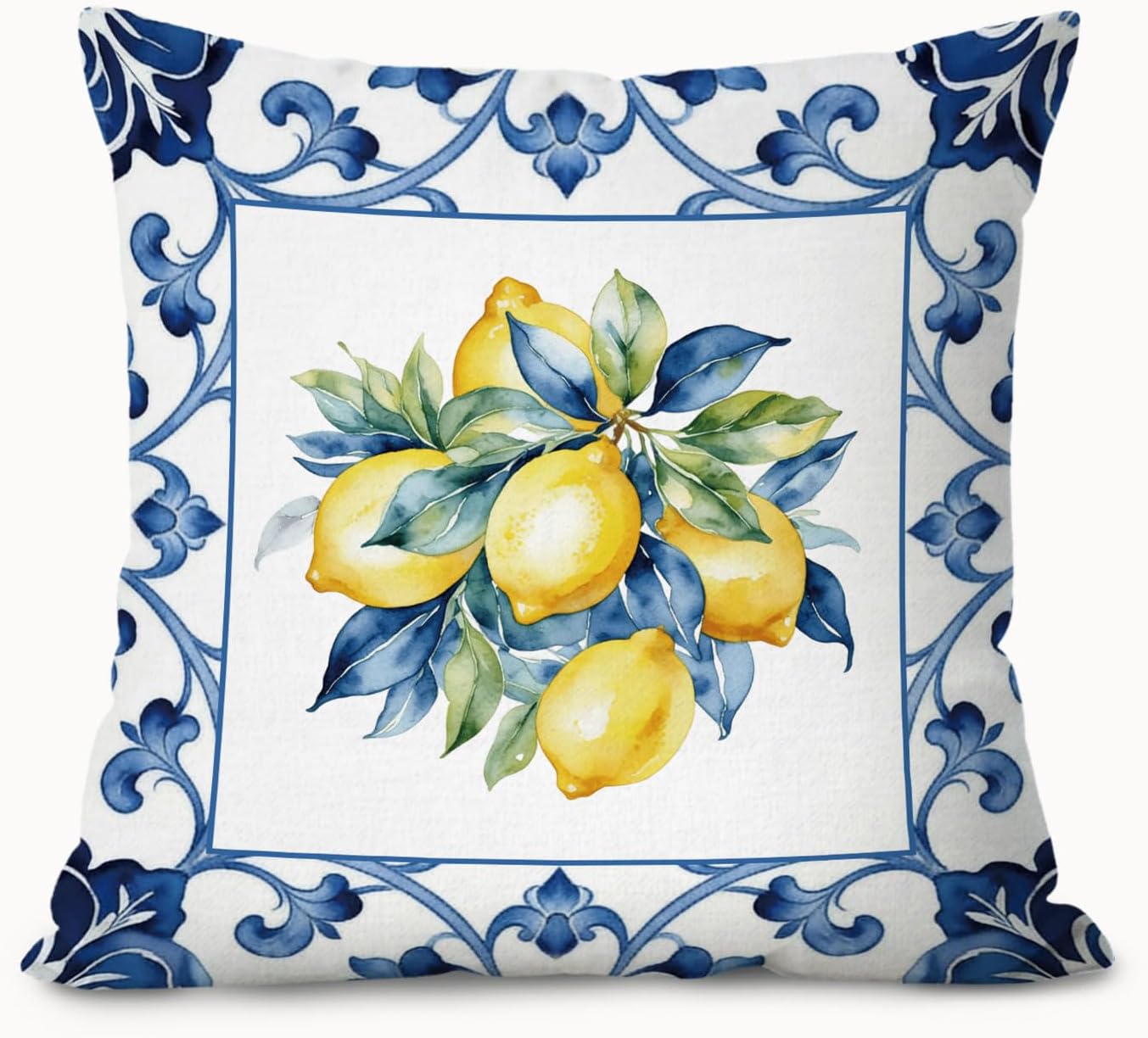 Lemon Pillow Covers 18x18 Decor,Mediterranean Yellow Lemon Decor Throw Pillow Cover,Summer Coastal Decoration for Teen Girls Room College Sofa Couch Bedroom Home Room