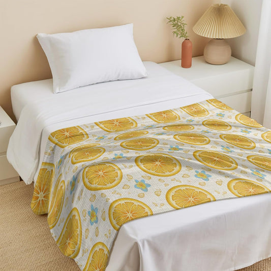 Cooling Blanket for Hot Sleepers, Lemon Lightweight Breathable Summer Blanket, Yellow Summer Fruits Blue Spring Floral Rustic Double-Side Cool Throw Blankets for Sleeping Travel, 30"x40"